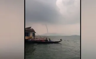 Stunning waterspout captured over Chilika Lake