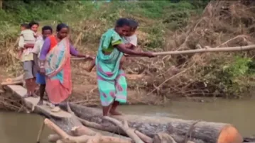 Gajapati villagers rely on a fragile wooden bridge