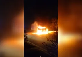 A major fire broke out on NH-16 in Chhatrapur in Odisha’s Ganjam district, where a container truck was engulfed by flames completely on the road.