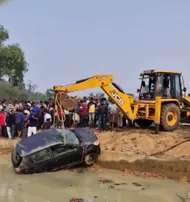 Odisha lawyer car emerges from pond in Mayurbhanj