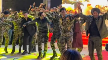 Border 2’s event: Sunny Deol, Varun Dhawan, Ahan Shetty shake a leg with BSF jawans to Ghar Kab Aaoge, watch