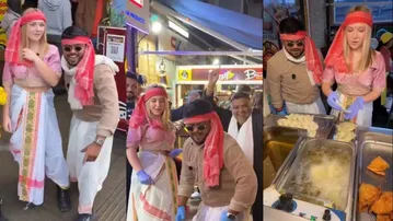 'Samosa lelo Babu...' Viral Bihari’s London Samosa stall welcomes ‘Goriya Devi’ in desi style, watch
