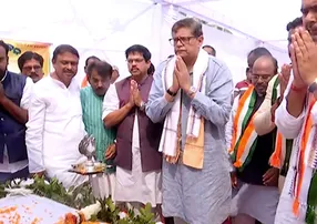 BJP National VP and Kendrapara MP Baijayant Panda pays tribute to former MLA Kulamani Rout