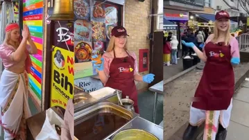 Goriya Devi takes charge at viral Bihari’s Samosa stall in London with ‘Jai Shri Ram’; watch