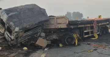 Two trucks reduced to ashes after late-night collision on NH-60 in Odisha’s Balasore