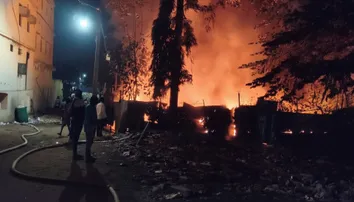 Midnight blaze ravages scrap warehouse near Vikram Dev University in Jeypore