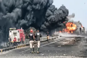 Watch: Massive fire erupts in oil tanker on NH-27 in Assam