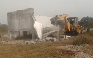 Illegal Encroachment: Eviction drive launched at former BJD MLA Pranab Balabantaray’s farmhouse in Jajpur