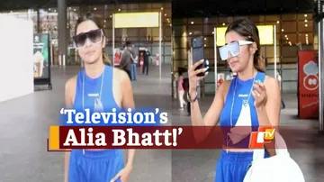 Actress Tina Dutta Interacts With Media At Mumbai Airport