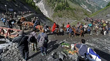 Amarnath Yatra resumes, 454 pilgrims leave for Kashmir Valley