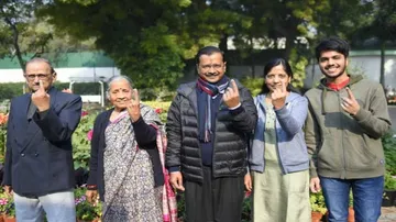 Delhi Assemby Elections: Arvind Kejriwal casts vote, hopes for a hat-trick