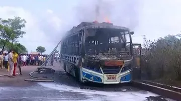 Odisha: Mob Sets Bus On Fire In Kendrapara After It Runs Over Biker