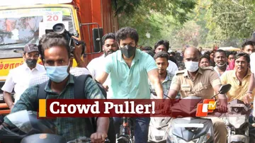 Actor Vijay Draws Massive Crowd As He Rides Cycle To Cast His Vote In Chennai | Tamil Nadu Elections