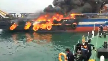 Fire on Coast Guard vessel, one missing, 28 rescued