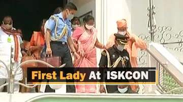 First Lady Savita Kovind Visits ISKCON temple in Bhubaneswar