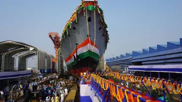 Indian Navy's Indigenous Advanced Frigate 'Himgiri' Makes First Contact With Water