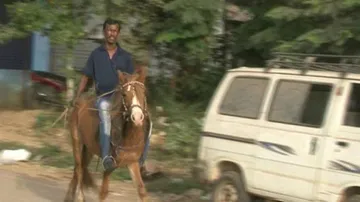 Odisha Man Rides Horse To Escape Strict Traffic Regulations