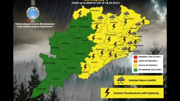 Heavy Rainfall Alert For 7 Odisha Districts; IMD Issues Yellow Warning For Thunderstorm 