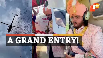 Groom Arrives In Helicopter