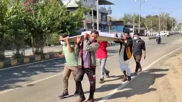 Dead Body Carried On Stretcher 