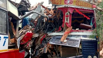 Bus Collides With Truck 