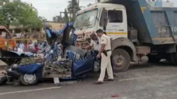 Caught On Cam: 1 Killed As Car Crushed Between Two Trucks In Bhubaneswar