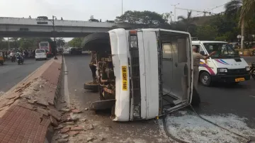 Bus Overturns In Bhubaneswar, Close Shave For 30 Labourers