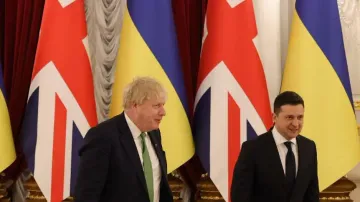 UK PM Johnson Meeting Ukraine's President In Kiev