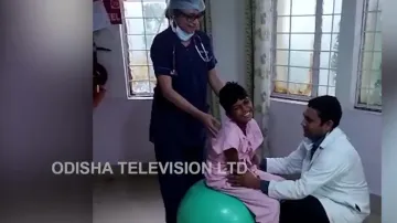 Rahul undergoing physiotherapy to rebuild muscles  