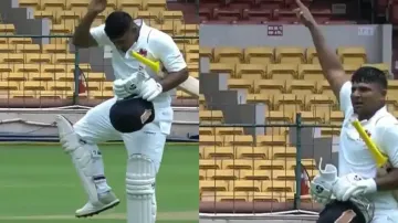 Ranji Trophy final: Sarfaraz Khan celebrates ton in Sidhu Moose Wala style, watch