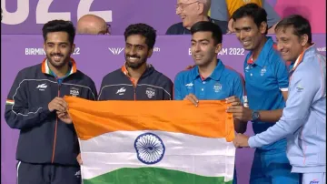 CWG 2022: Indian men's table tennis team defeats Singapore 3-1 to clinch gold medal