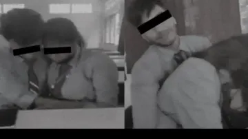 Students caught hugging each other inside classroom
