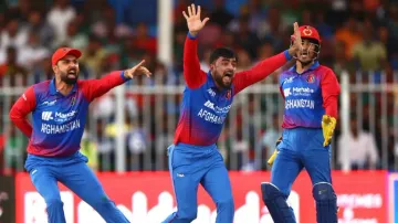 Rashid Khan in action durin Asia Cup