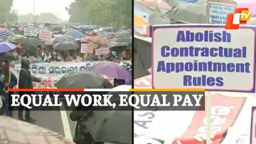 Contractual Employees, Odisha, Bhubaneswar, Protest, OTV News 