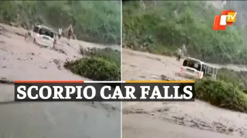 WATCH Scorpio Car Pushed Into Gorge By Floodwater