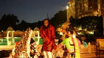 Chris Gayle celebrates Navaratri with teammates, shows dance moves to dhol beats