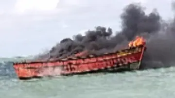 Close shave for 10 fishermen as fishing boat catches fire near Wheeler Island 
