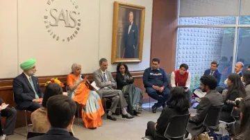 FM Sitharaman interacting with students at the Johns Hopkins SAIS
