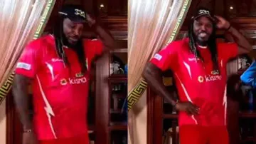 Chris Gayle fails to groove on 'UP Wala Thumka' #Watch