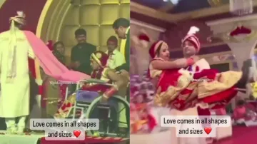 Respect! Groom picks up divyang bride in arms, takes her to wedding mandap #watchRespect! Groom pick