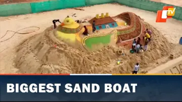 Biggest Sand Boat ,Kartik Purnima , Sudarsan Patnaik ,Cuttack, Bali Yatra  