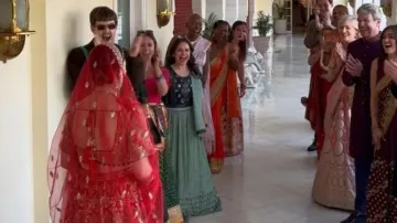 Foreign bride wears lehenga for her wedding; Watch family’s adorable reaction