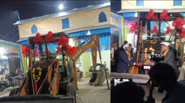 Bride and groom get bulldozer as wedding gift in UP