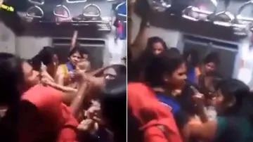 Women and girls fight weirdly over seats in local train, watch