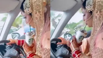 Watch bride’s swag as she drinks her favourite coffee while driving ahead of wedding
