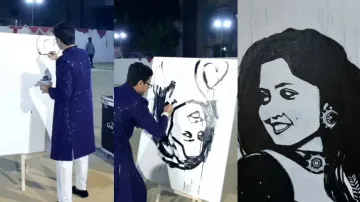 Groom surprises his bride with LIVE painting 