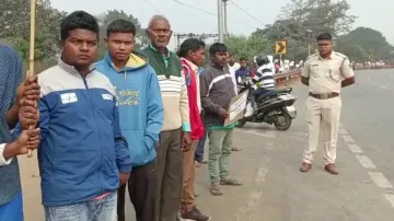 Tribal Protest At Rajgangpur Bypass