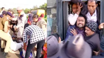 Farmers scuffle with cops during 'paddy procurement irregularities' protest, many detained
