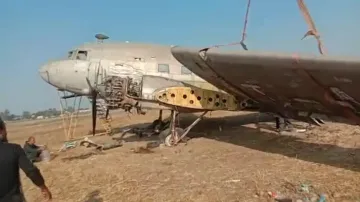 Dismantling Of Dakota Aircraft At Kolkata Airport