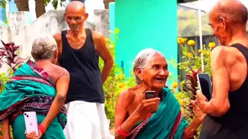 Elderly woman’s reaction after husband gifts mobile phone is winning hearts, watch
